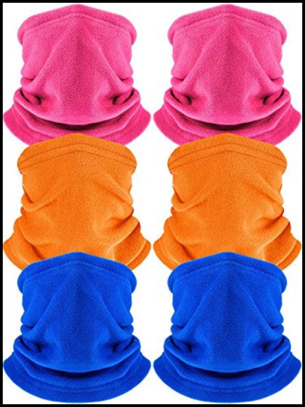 Fleece Neck Gaiter 6 Pack Winter Face Warmer Windproof Ski